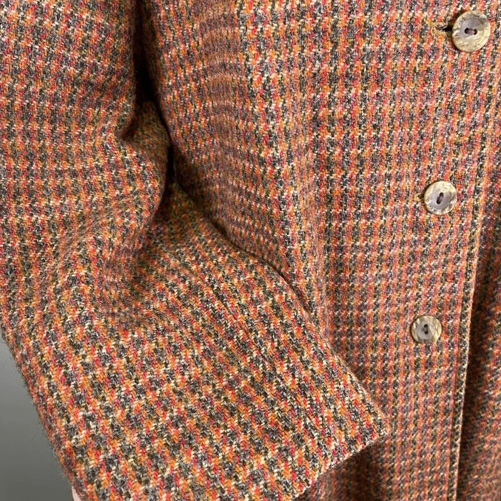 Vintage 60s/70s Harris Tweed Women’s Wool Overcoat Houndstooth Tar-Shire Mod - Picture 9 of 16